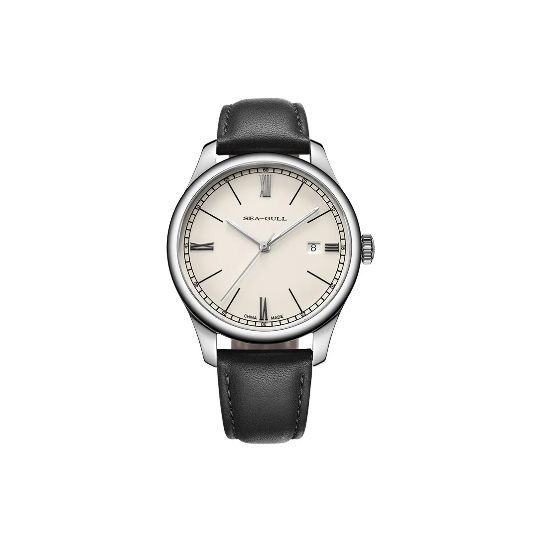 Sea Gull Designer Collection Automatic Mechanical Movement Genuine Leather Strap Watch Men's Watches White Dial