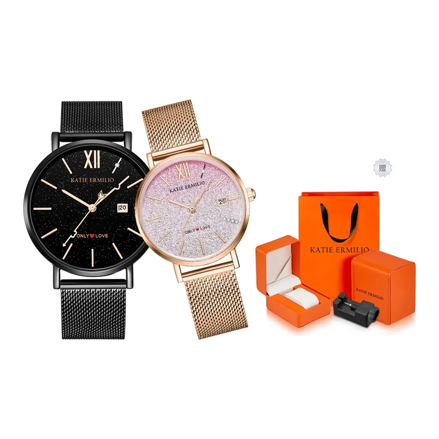 Katie Ermilio Couple Watch 1 пара GOOD Looking Наручные часы Кварцевый механизм Черный циферблат Унисекс