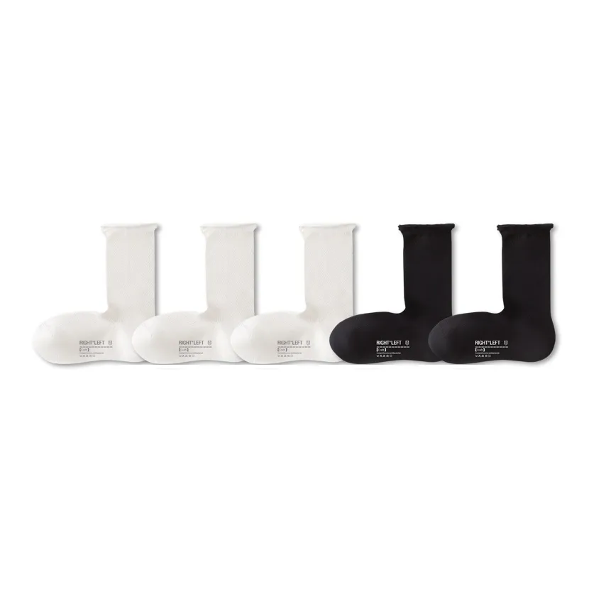 Left Divided By Right Mid Calf Socks Women's 5 Pack