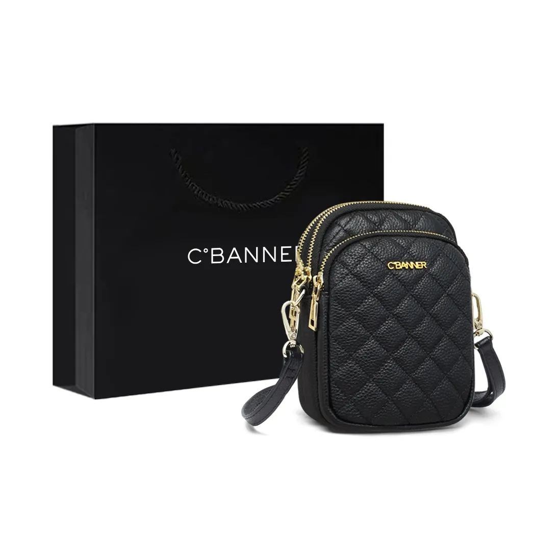 C°BANNER Коровья кожа с синтетической кожей сумка через плечо стандартная женская черная