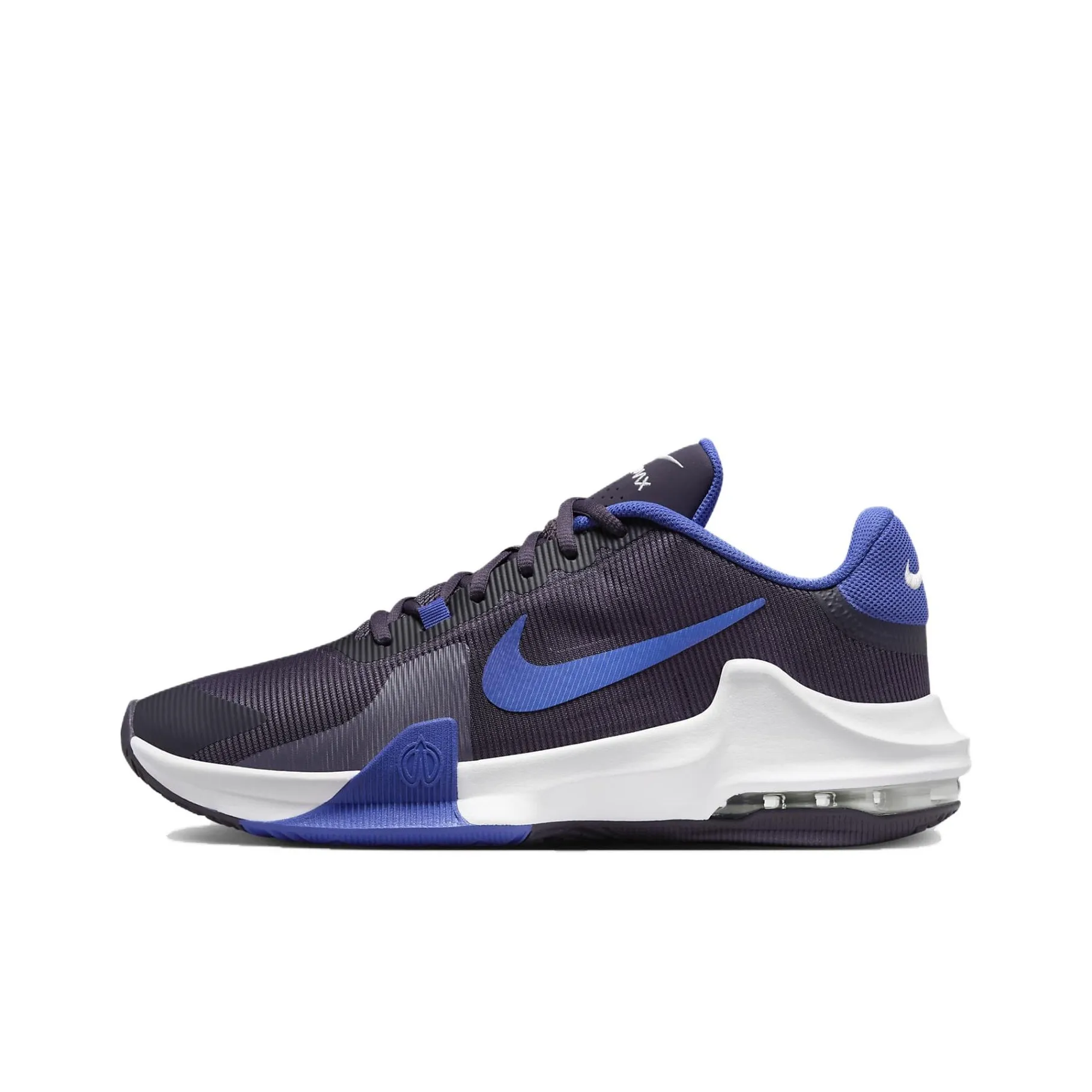 Nike Air Max Impact 4 Low Top Air Cushion Basketball Shoes Unisex Purple Blue