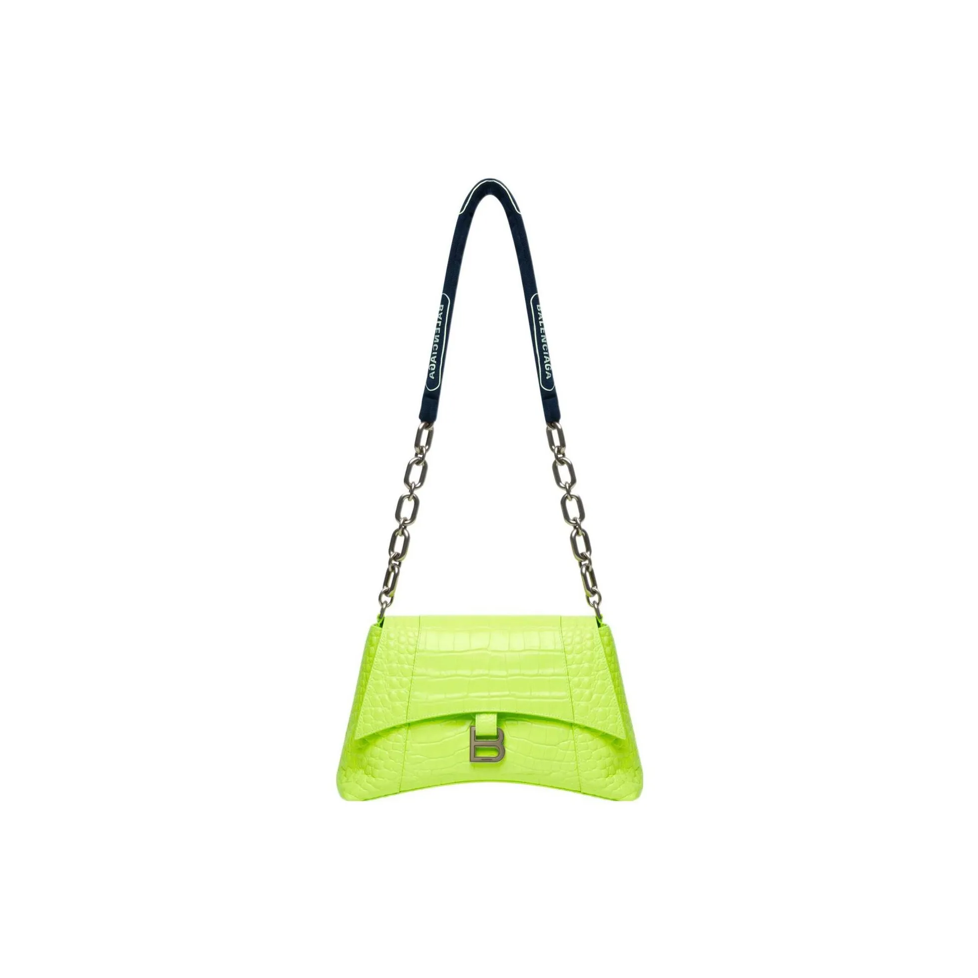 Balenciaga Downtown Cow Leather Crossbody Bag Shoulder Bag Women's Fluorescent Yellow