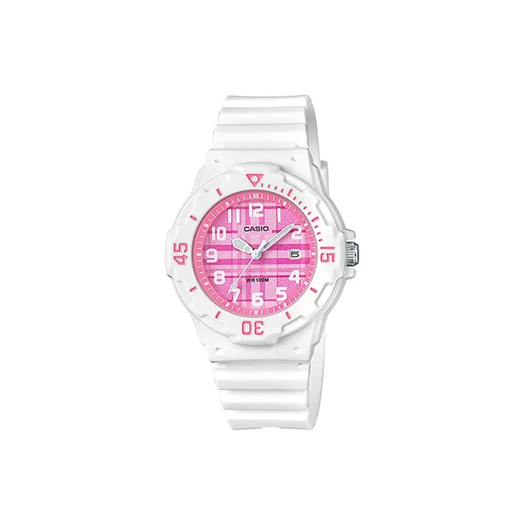 CASIO YOUTH Collection LRW Круглый Disk THREE Булавка Кварцевый механизм Смола Ремень Часы Женские Розовый Циферблат