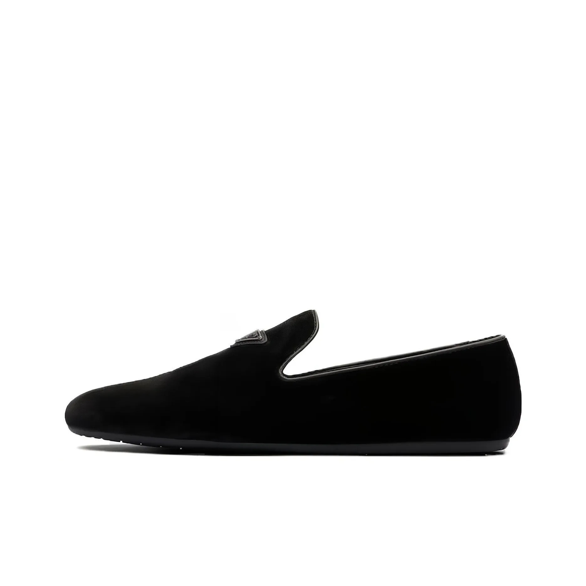 PRADA Triangle-logo Velvet Loafers