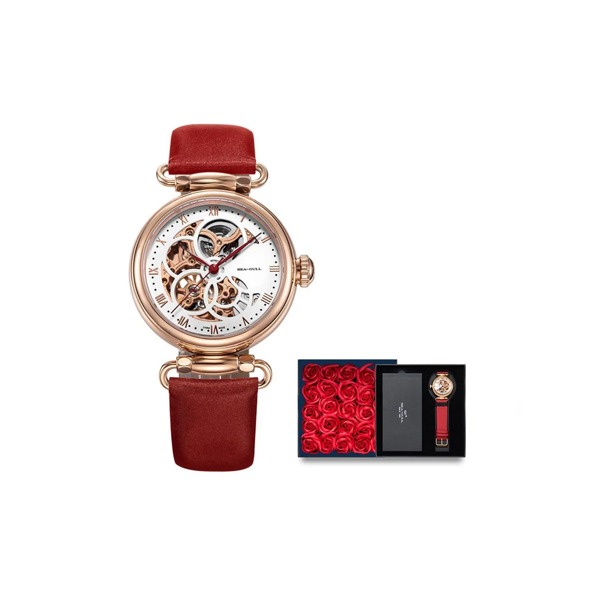 Sea Gull Edge Collection Автоматический механический механизм часы с крученым шелковым ремешком женские часы циферблат с черепом