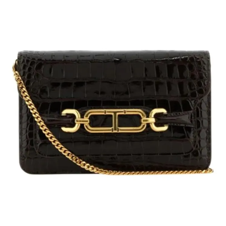 TOM FORD Calfskin Crossbody Bag, Shoulder Bag Women's Coffee