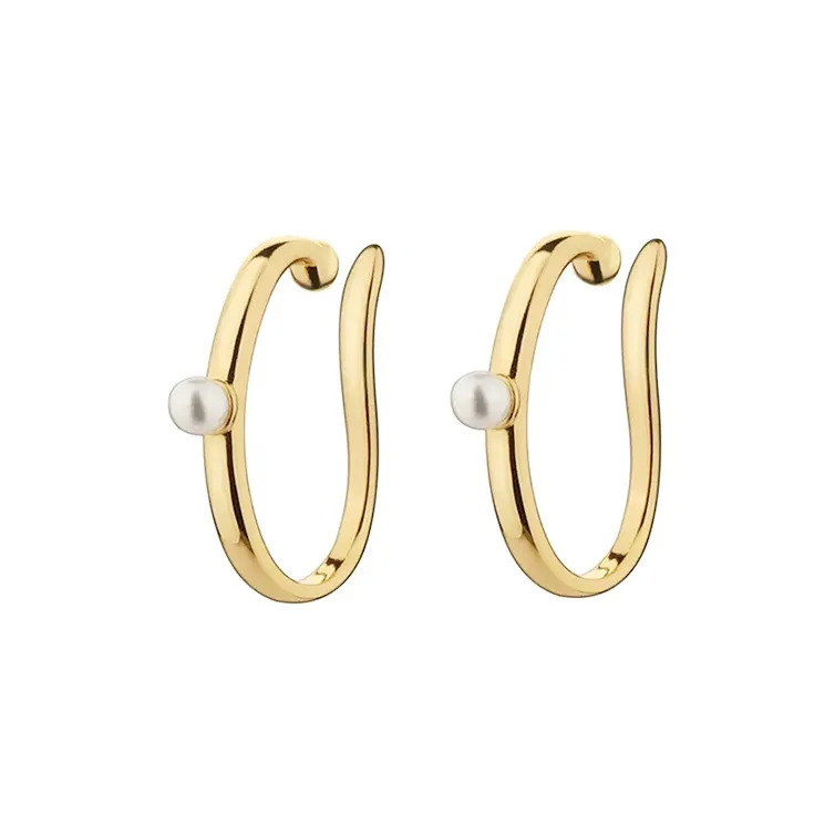 NATURALLYJOJO Shell Pearl Copper Bottom Clip-on Earrings Women's Gold