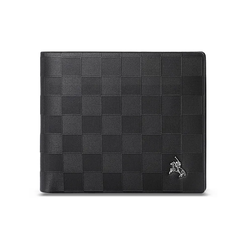 POLOMEISDO Клетка Top Grain Коровья кожа Бренд Кошелек Множественные слоты для карт Укороченный кошелек Стандартный Мужской Черный