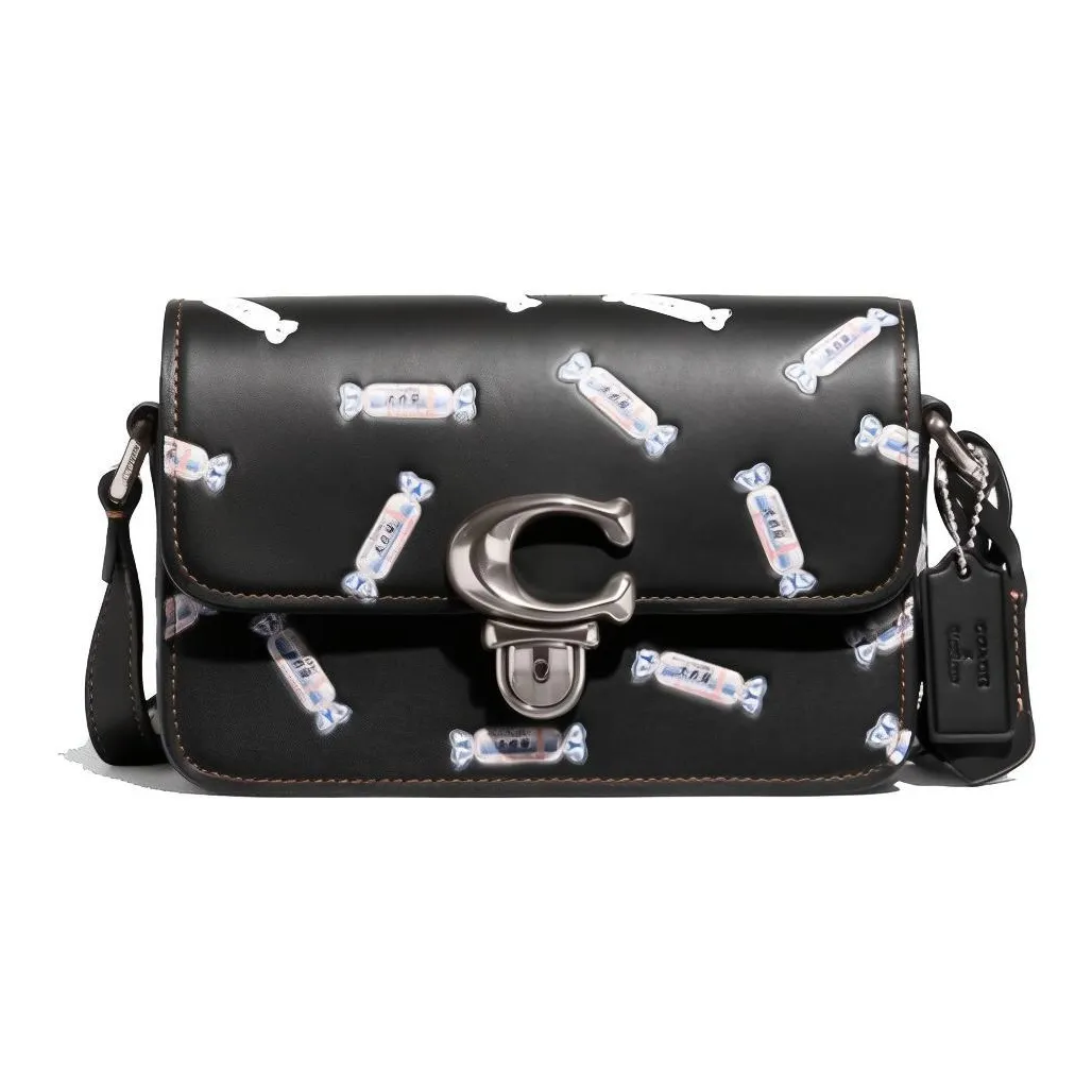 COACH Baymax Rabbit, Collaboration Studio Cow Leather Shoulder Bag Women's Black