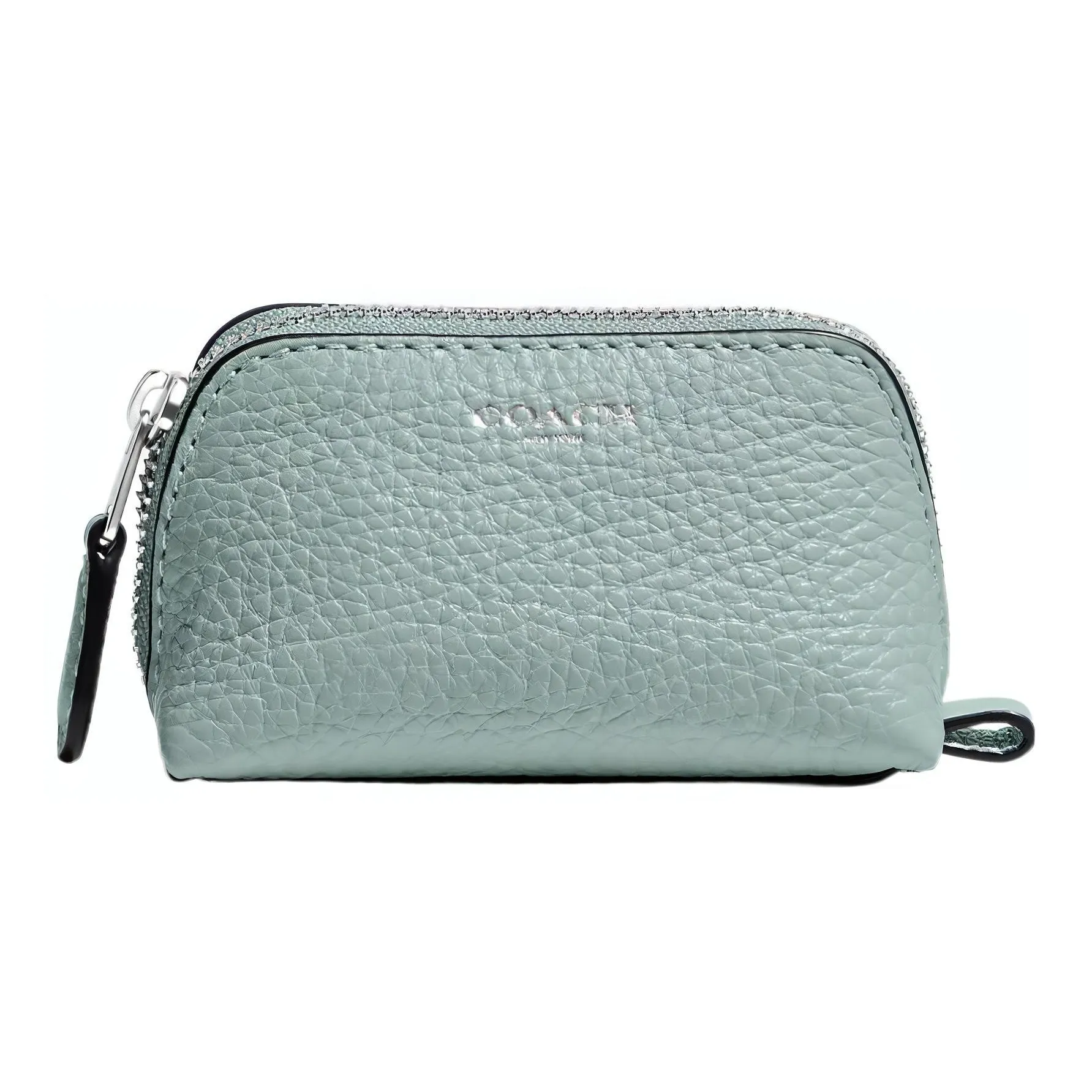 COACH Cosmetic Leather Clutch Makeup Bag Women's Cyan