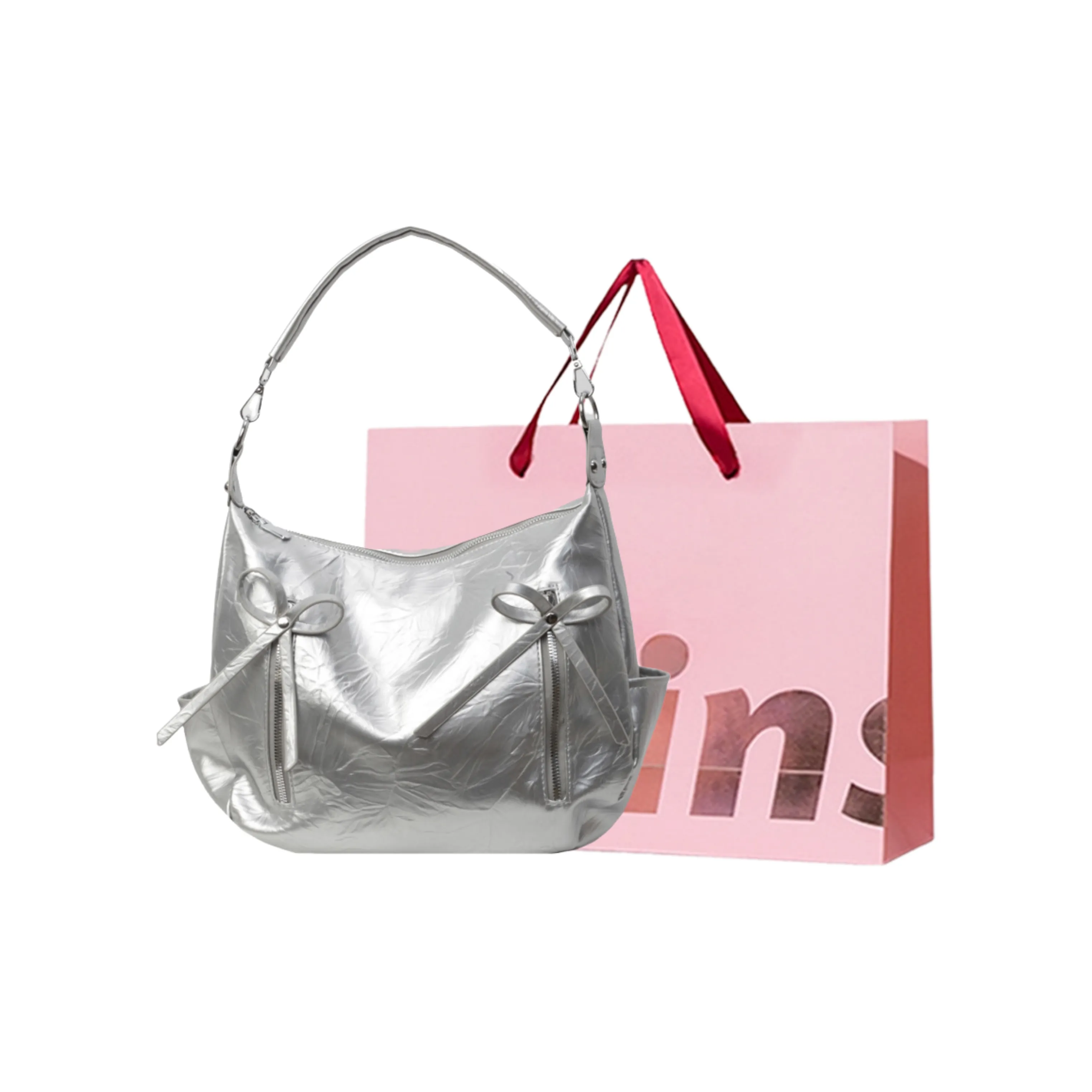 WHEELY BABY+ ПУ (полиуретан) Сумка через плечо Сумка на плечо Сумка для женщин Holographic Серебристый Белый Серебристый Черный