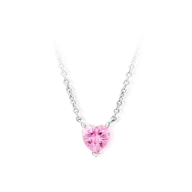 CHIARA FERRAGNI Alloy Zircon Italian Lightweight Luxury Neck Chain Heart Shaped Pendant Accessory Women's Pink