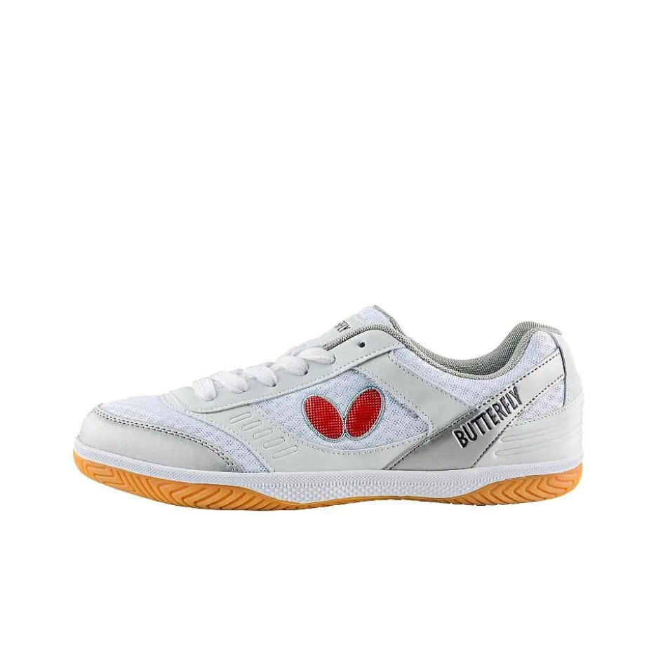 Butterfly Slip Resistant Low Top Training Shoes Unisex White Silver