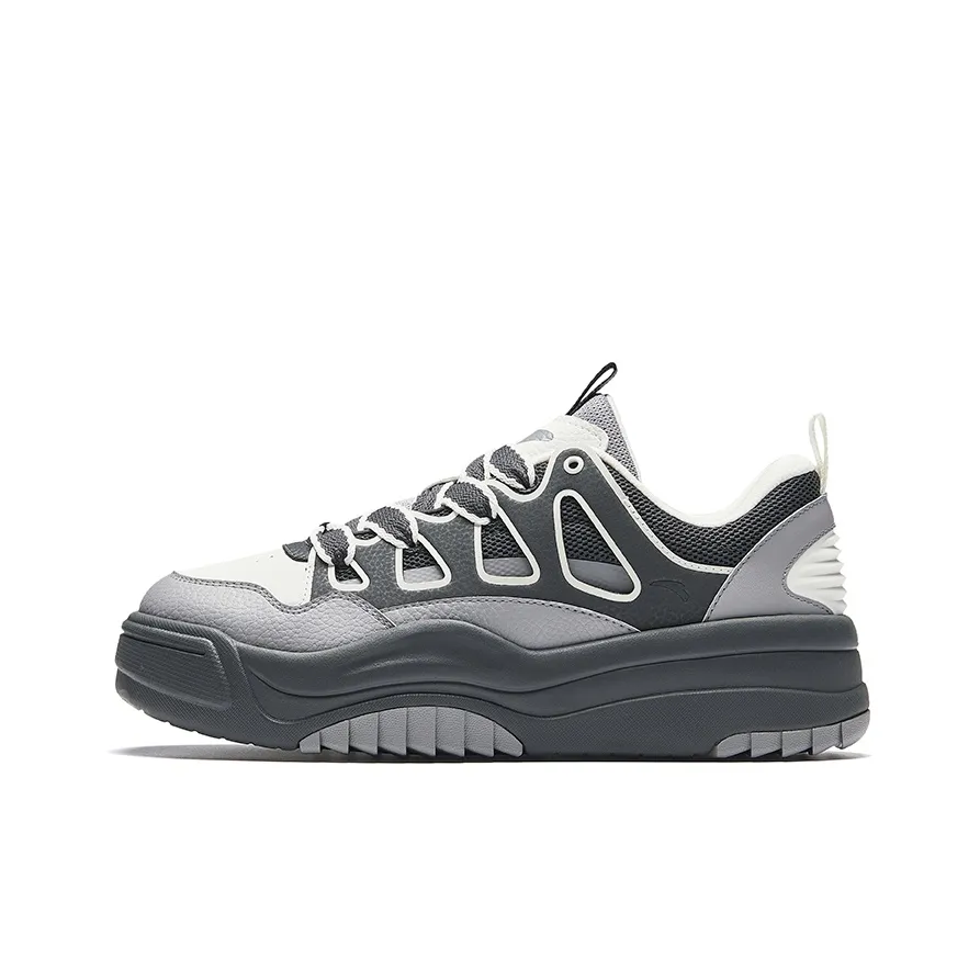 Anta Life Collection Anti-Slip Wear-Resistant Low-Top Skateboard Shoes Men's Gray White