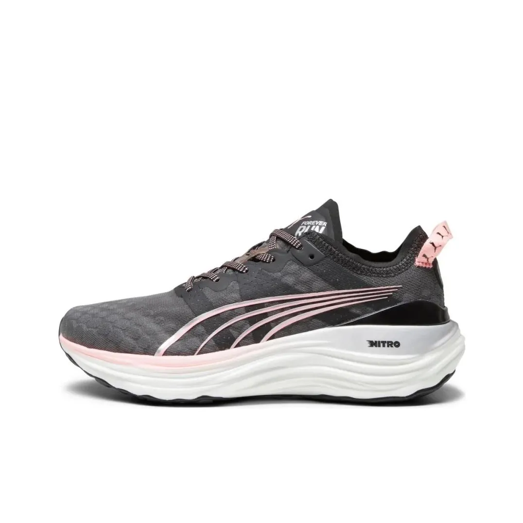 PUMA ForeverRUN Nitro Противоскользящий Устойчивый к истиранию Низкий Топ Повседневные Беговые кроссовки Женские Черный Розовый Серебряный