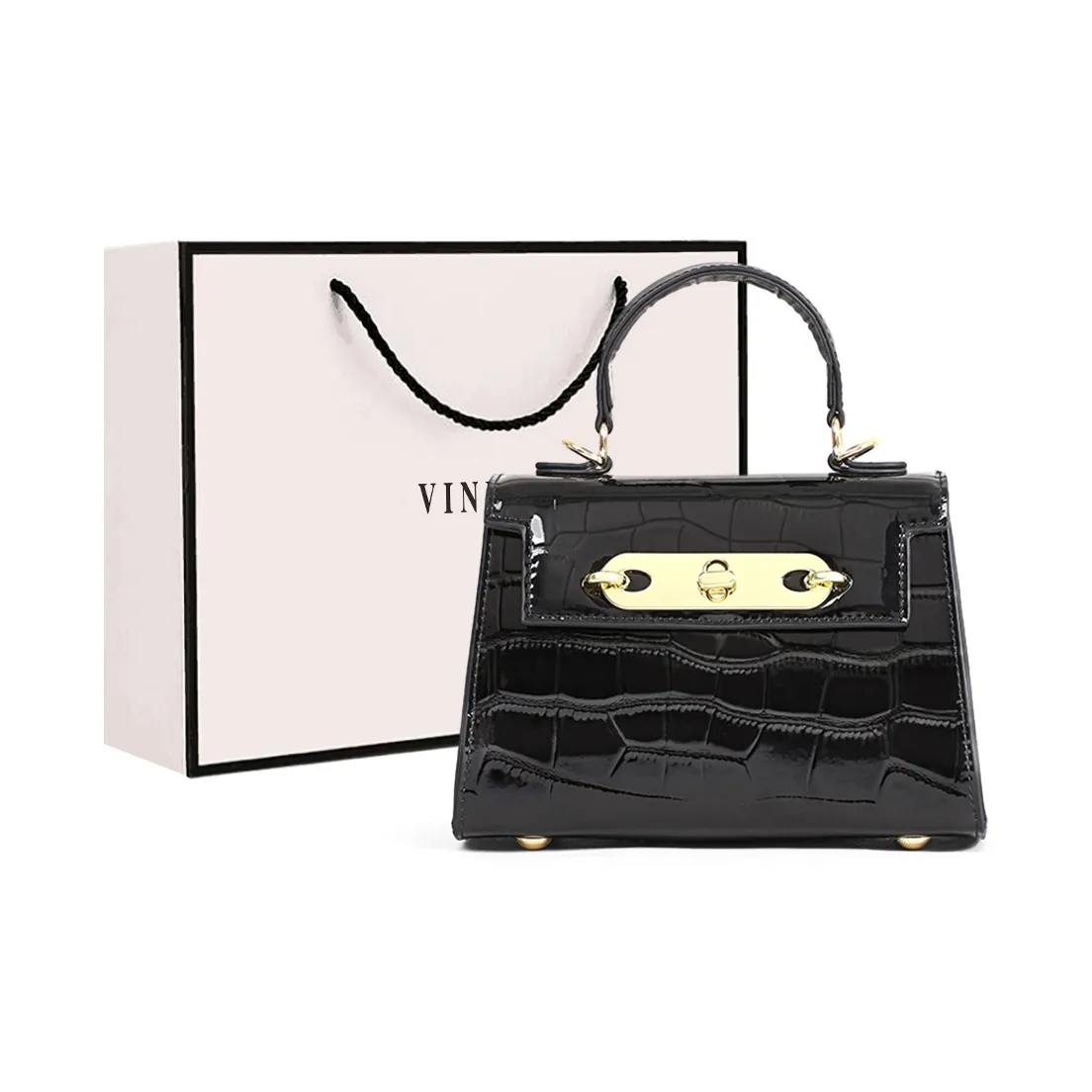 VINEY Коровья кожа Сумка Стандартная Женская Черная Белая