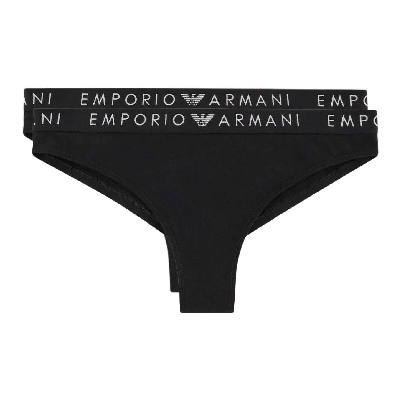 EMPORIO ARMANI Two pack Of Asv Iconic Organic cotton Thongs With Logo Waistband