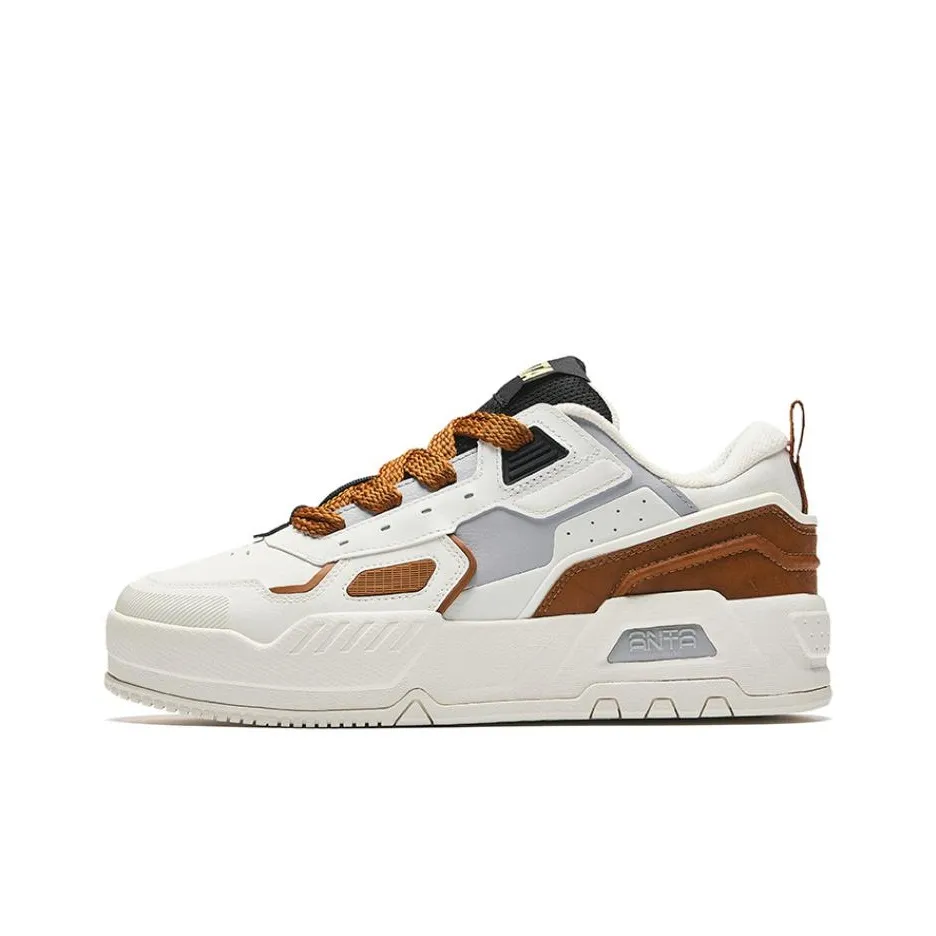 Anta Wear-Resistant Low-Top Skateboard Shoes Men's White Brown