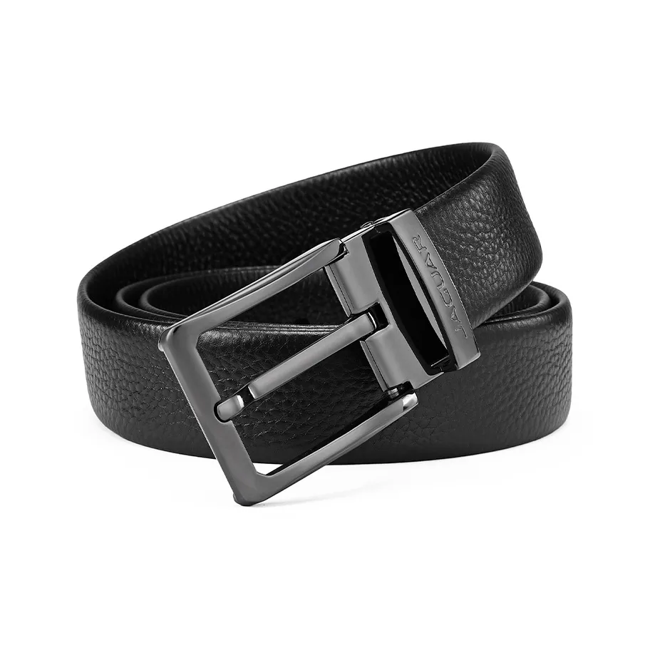 JAGUAR Cut Out Шпилька Дизайн Для Мягкого Комфорта Ремни из Коровьей Кожи Мужские Черные Ширина 3,4CM