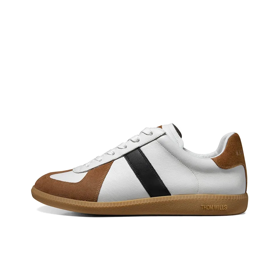THOM WILLS Винтаж Trendy Versatile Немецкие армейские кроссовки Низкий топ Скейтборд Кроссовки Мужской Светло-коричневый Белый