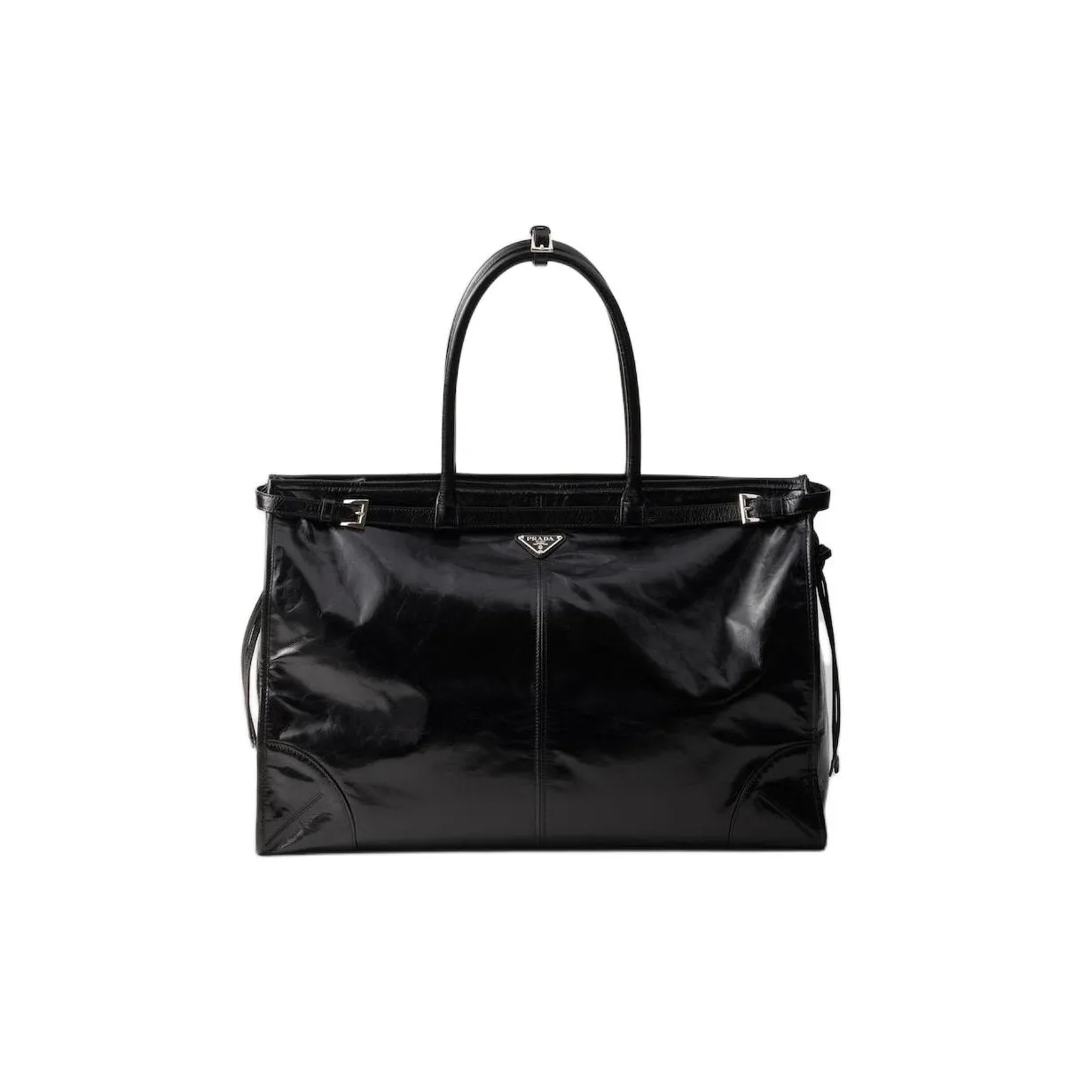 PRADA Leather Tote Bag, Shopping Bag, Handbag Men's Black