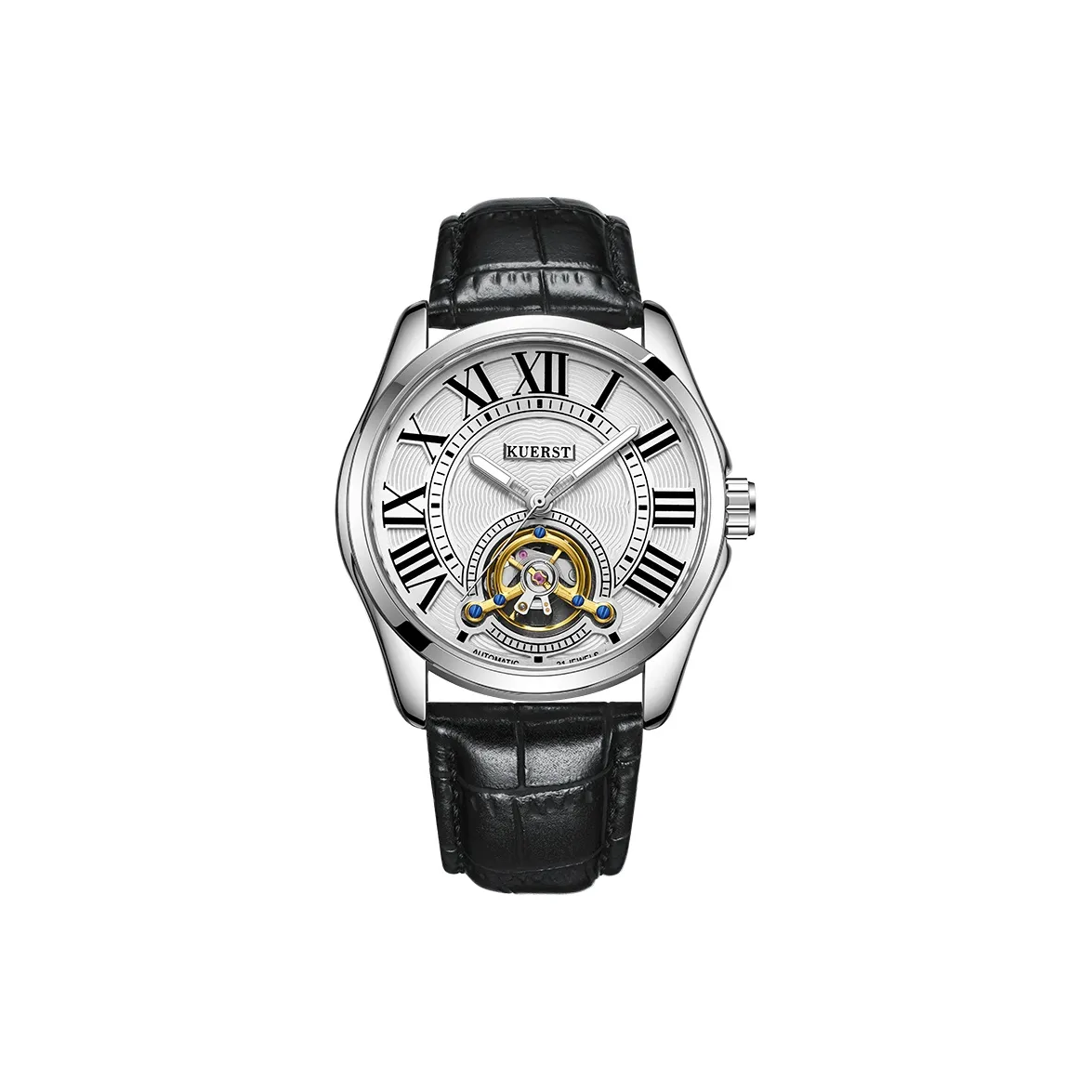 KUERST Автоматический Механический Механизм Мужские Часы 43 мм Серебряный