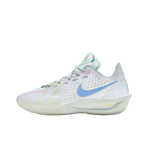 Nike Air ZOOM G.T. Cut 3 Баскетбольные кроссовки Низкие Белый/Белый/Розовый цвет пены/Аква-синий Унисекс