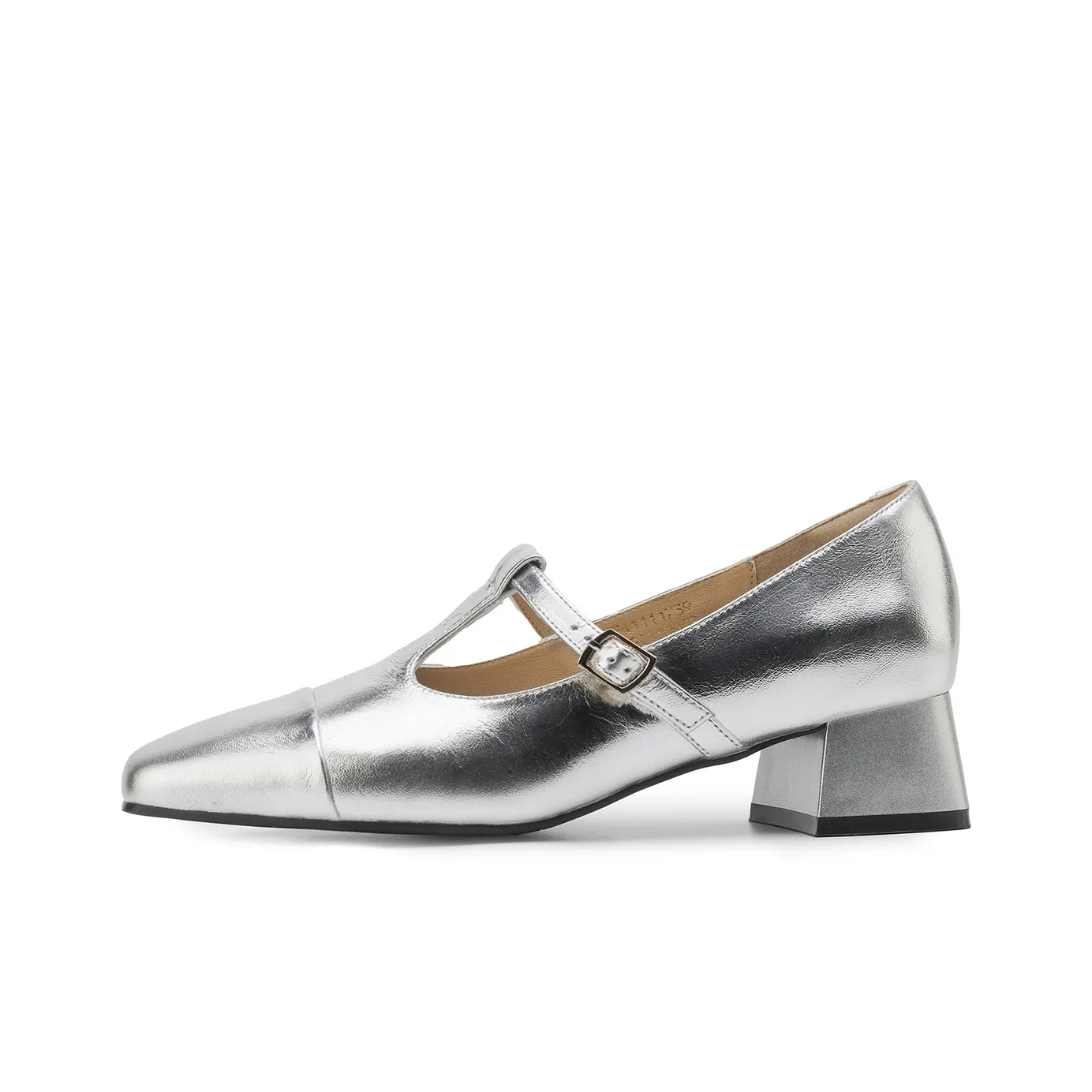 safiya Грубый каблук Туфли Мэри Джейн 4CM Женские Серебряные