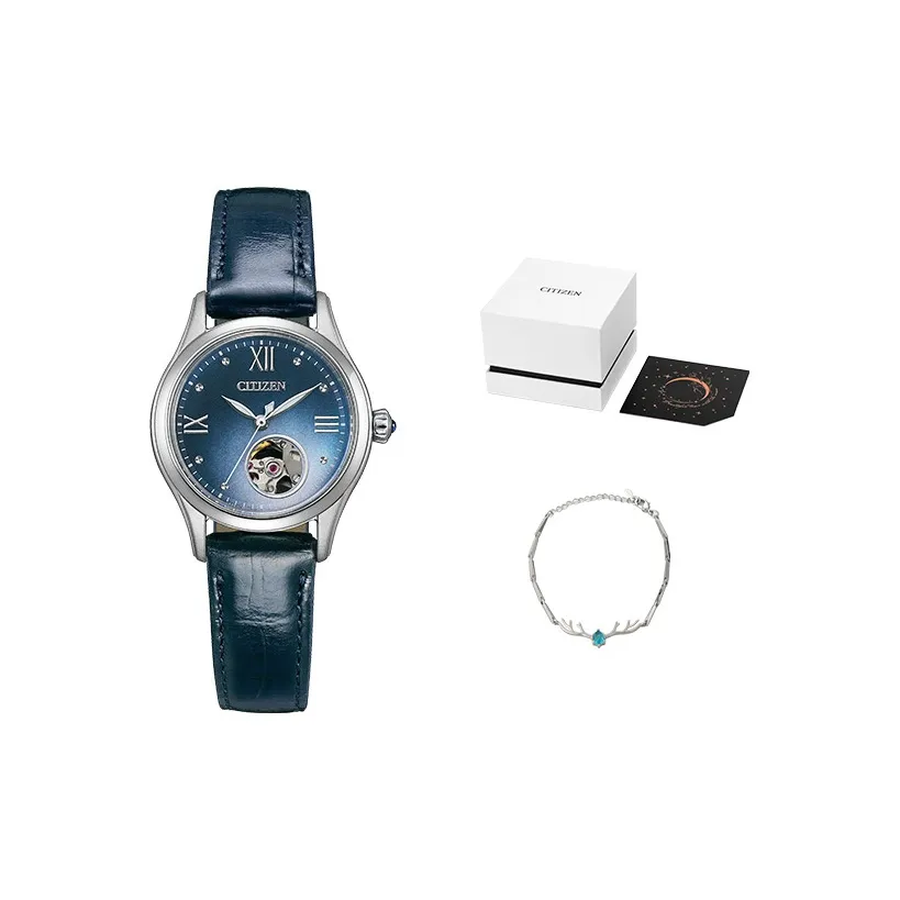 CITIZEN Mechanical Movement Cow Leather Strap Watch Women's Watch Blue Dial