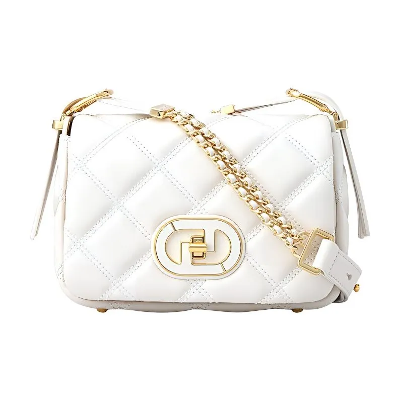 FION Сумка через плечо из крупнозернистой текстуры коровьей кожи среднего размера женская классический черный таинственный экрю