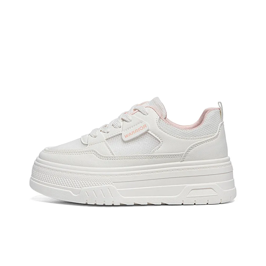 Warrior Студенты Платформа Белый Кроссовки Легкие и Дышащие Низкий Топ Скейтбординг Кроссовки Женские Бежево-розовый