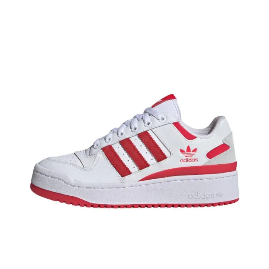 Adidas Originals FORUM BOLD STRIPES Non slip Lightweight Low Top Skateboard Shoes Women's White Red