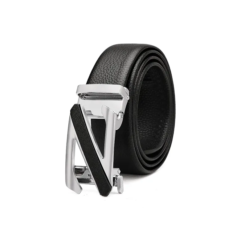 Narandu Бизнес Нет Зуб Автоматическая застежка Удобный Элегантный Ремни из коровьей кожи Мужской Черный 3,5 см