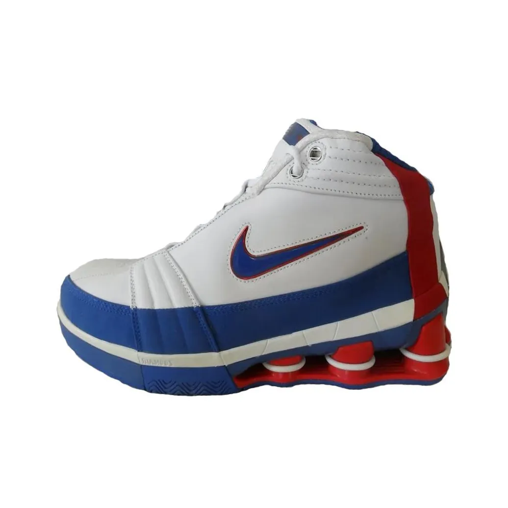 Nike Shox Vc Iv Shock Absorbers Slip Resistant Abrasion Resistant High Top Basketball Shoes Men's White Blue Red