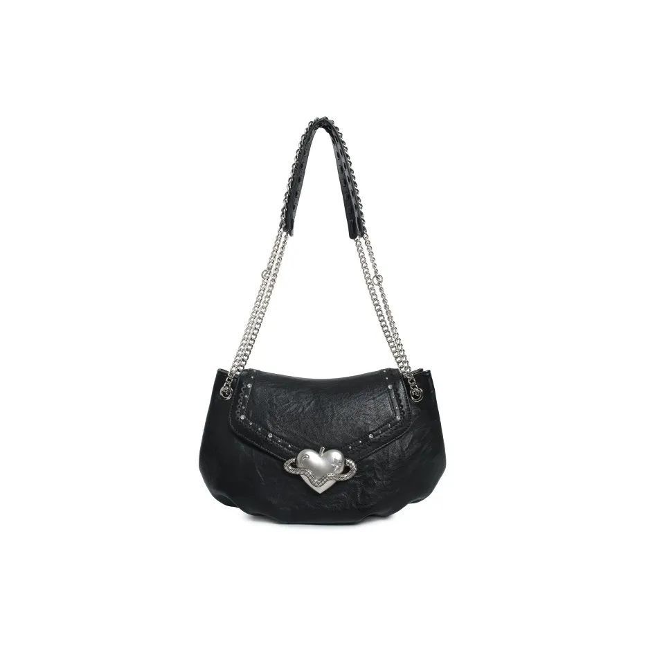 VFVF BAG OFFICAL Eco Friendly PU Pleated Shoulder Bag Women's Black/White/Purple