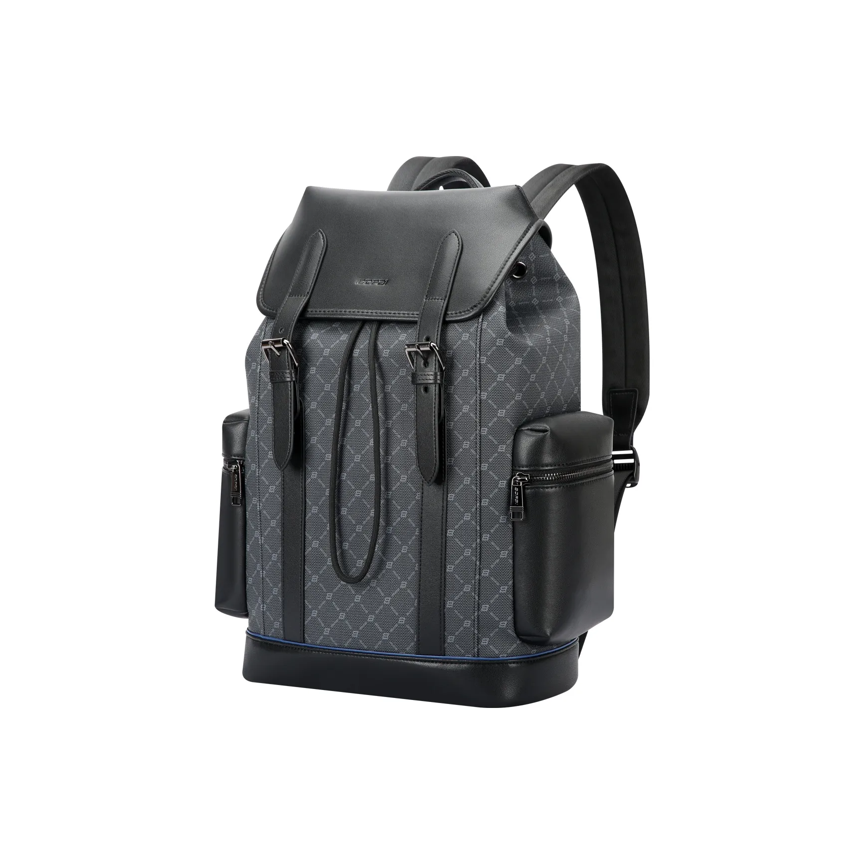 BOPAI PVC Combined With Ultra Fine Fiber Synthetic Leather Backpacks Travel Bags Backpack Men's Black Gray Color