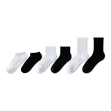 6팩 [Cushion 밑창] [페이크 삭스 화이트 - 페이크 삭스 블랙 - 크루 화이트 - 크루 블랙 - 롱 삭스 화이트 - 롱 삭스 블랙]
