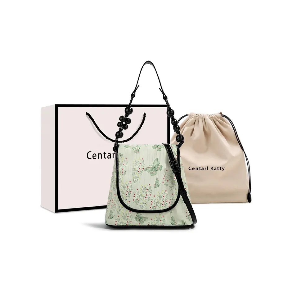 CentarlKatty ПУ (полиуретан) Сумка через плечо Женская Черная Светло-зеленая Бабочка