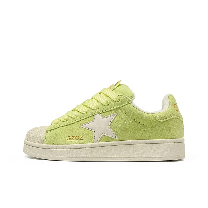 GZOZ Slip-Resistant Shock Absorbers с устойчивостью к истиранию Низкие кроссовки для скейтбординга унисекс Неоново-желтые