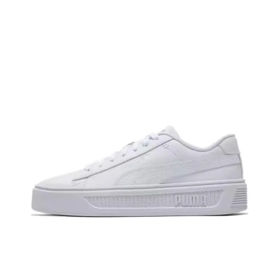 PUMA Smash Platform Low Top Skateboard Shoes Women's White