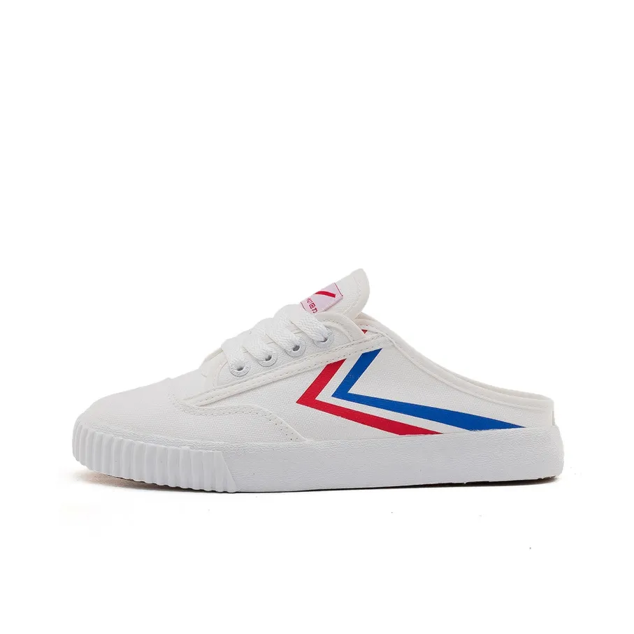 Warrior Students' Closed Toe Slippers Lightweight And Breathable Low Top Canvas Shoes Unisex White Red Blue