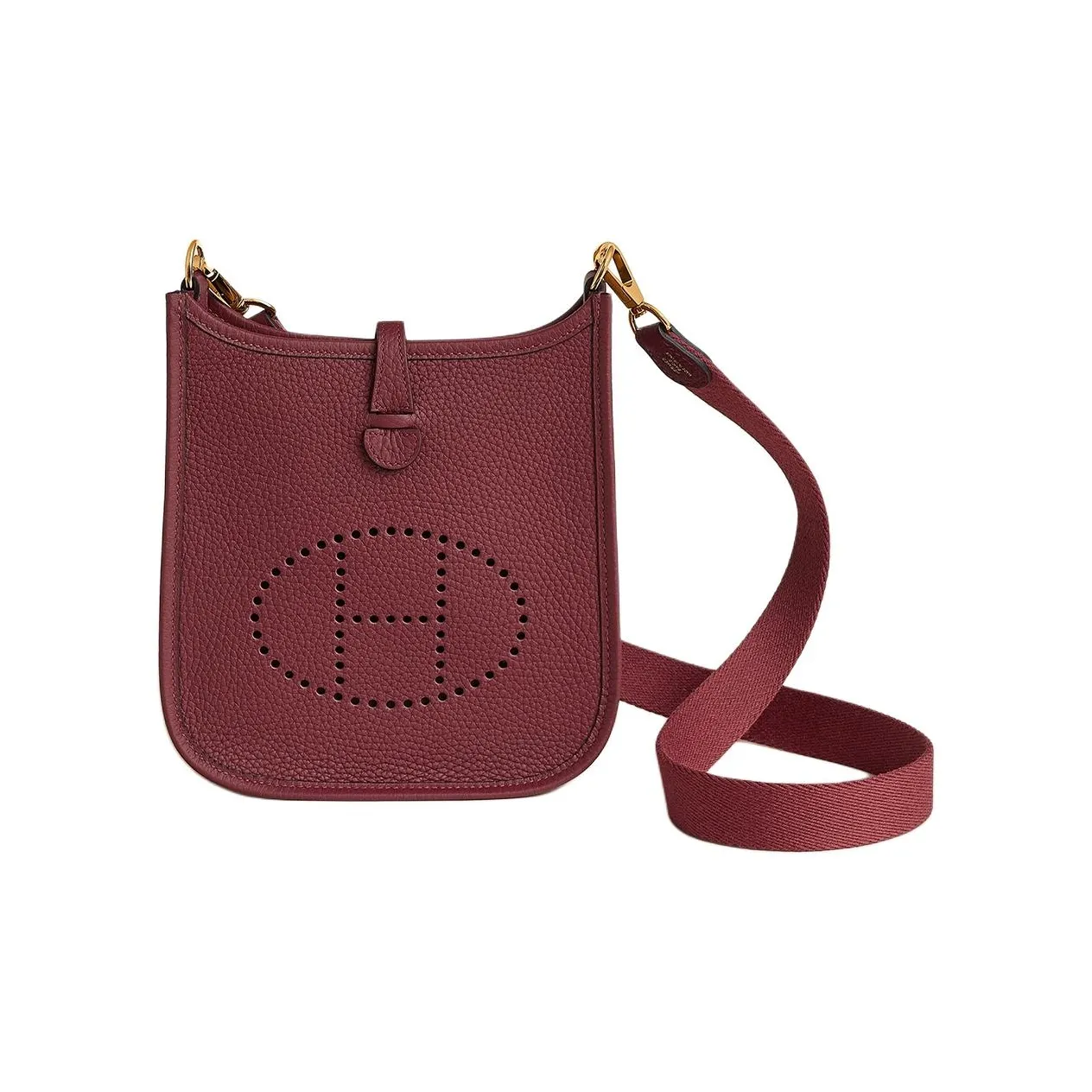HERMES Evelyne Clemence Calfskin Shoulder Bag, Crossbody Bag Mini Women's Hermes Red
