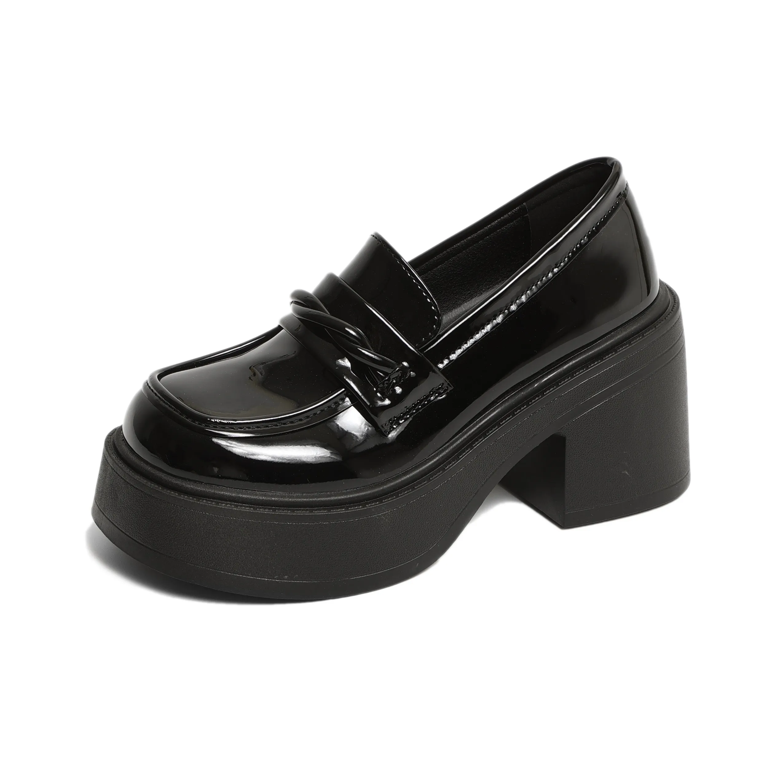 SHUXI Loafers Women's Gloss Black/Matte Black