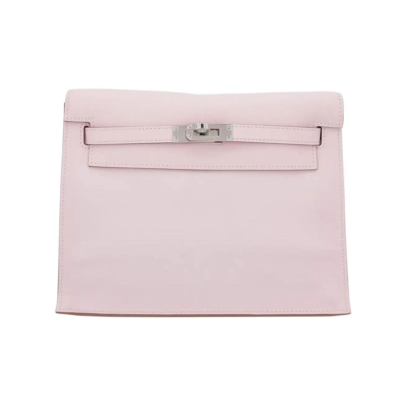 HERMES Kelly Danse Swift Calfskin One Shoulder Crossbody Clutches Women's 09 Mauve Pale Dream Pink
