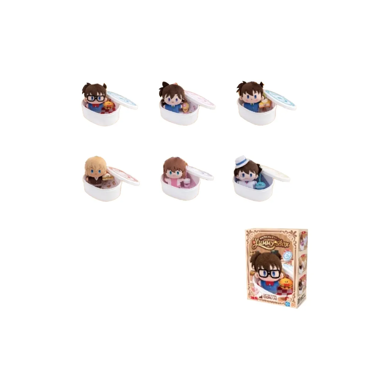 52TOYS Детектив Конан Case CLOSED Плюшевая кукла Lunch Коробка Слепые коробки Один Mystery Коробка Целая коробка 6 шт