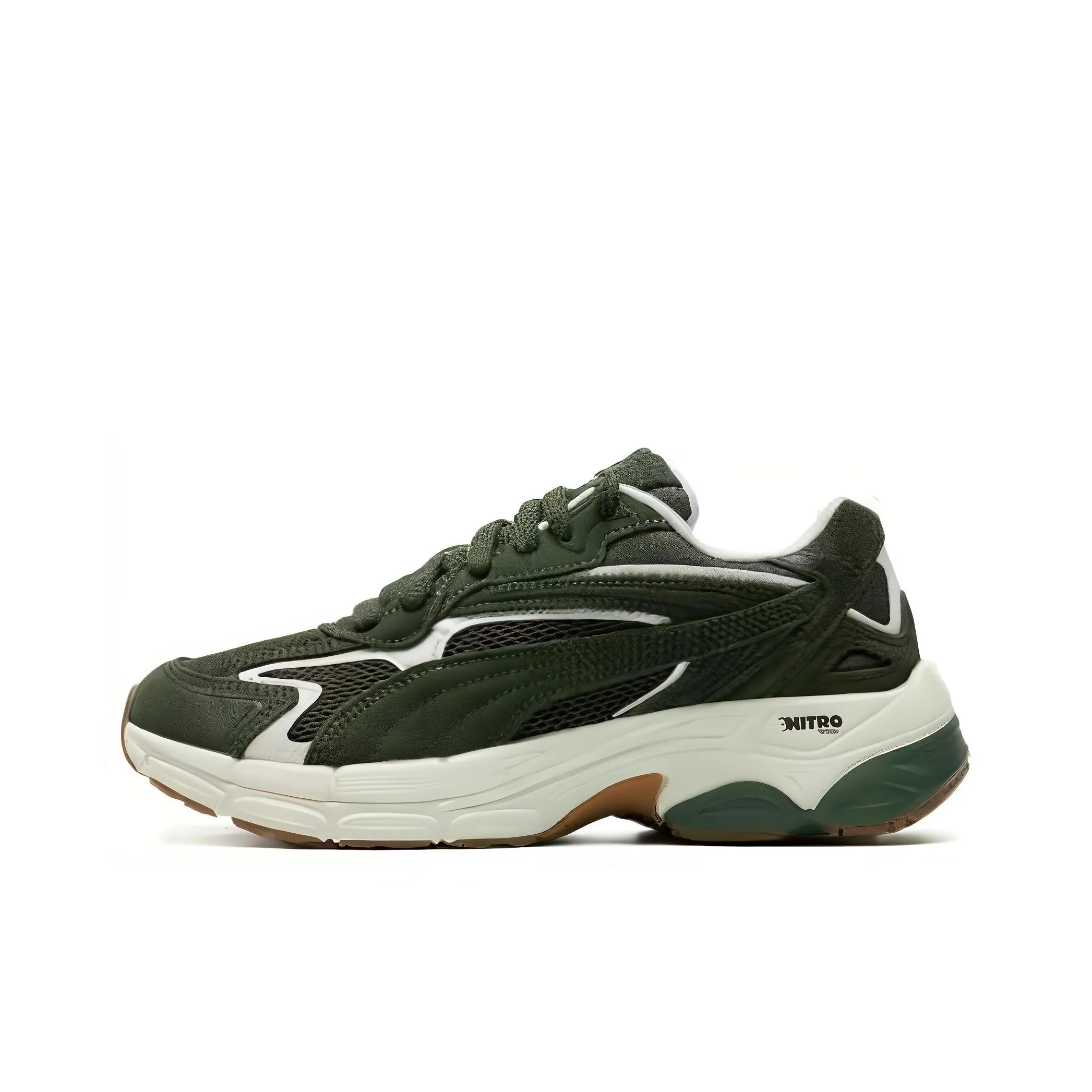 PUMA Амортизация устойчивый к истиранию дышащий низкий верх беговые кроссовки унисекс темно-зеленый