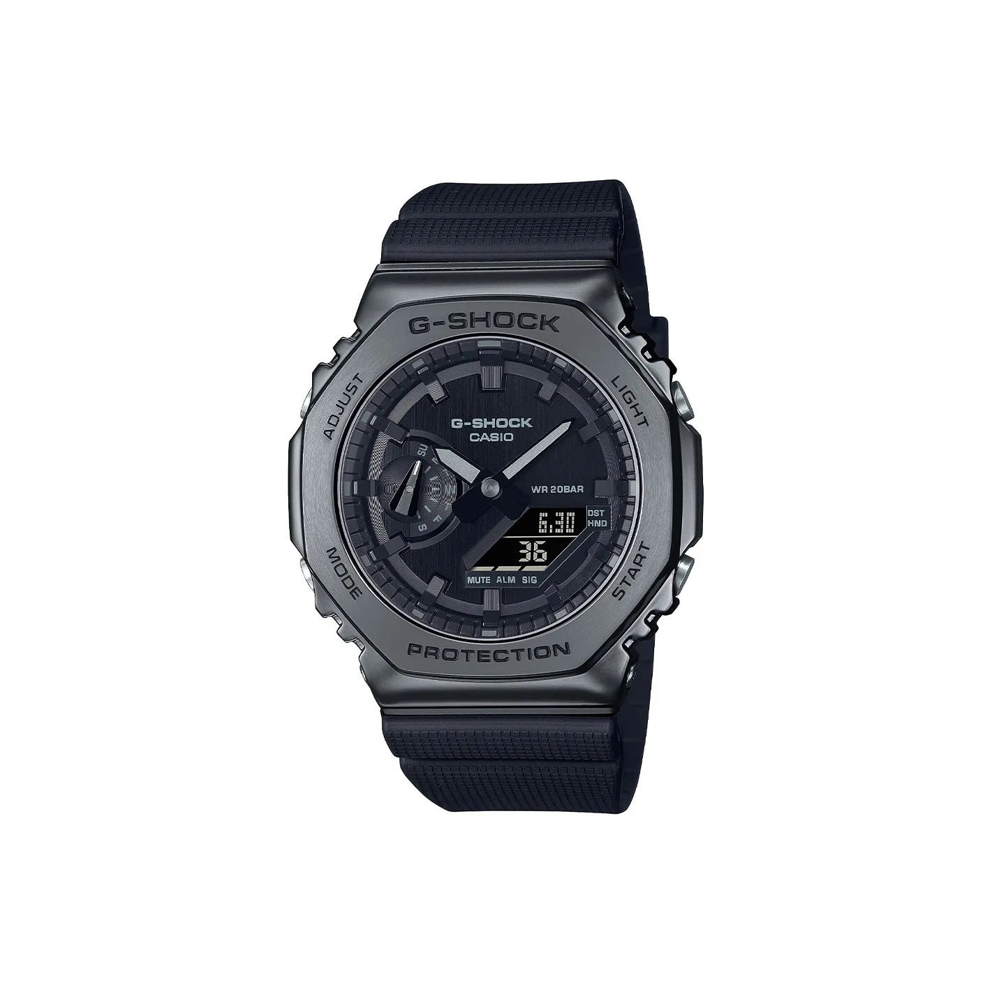 CASIO Кварцевый механизм Мужской Full Metal Коллекция Octagonal Часы 49,3мм*44,4мм*11,8мм Черный