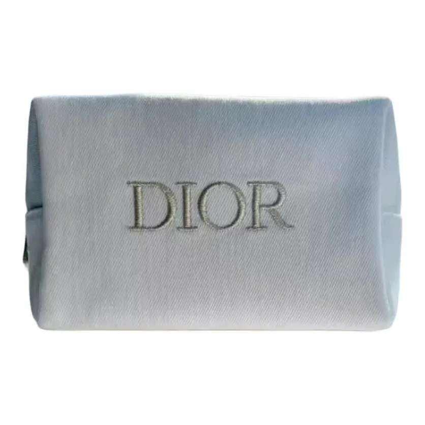 DIOR Минимализм и модерн Классический с принтом Деним ткань для хранения и дорожных косметичек Белый 18*9*11 см
