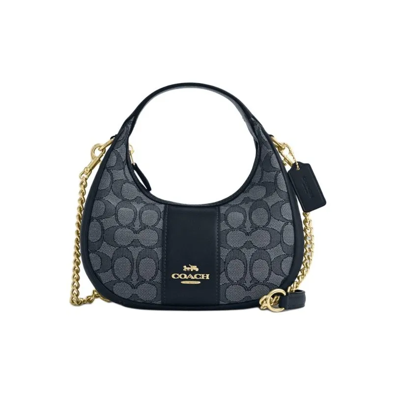 COACH CARMEN Сумка через плечо из коровьей кожи с тканью маленькая сумка женский джинсовый синий