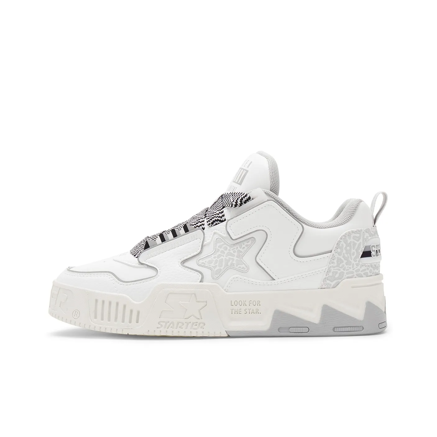 STARTER Vol Anti Slip And Wear Resistant визуально увеличивает рост Низкие кроссовки для скейтбординга Женские Белые Серые